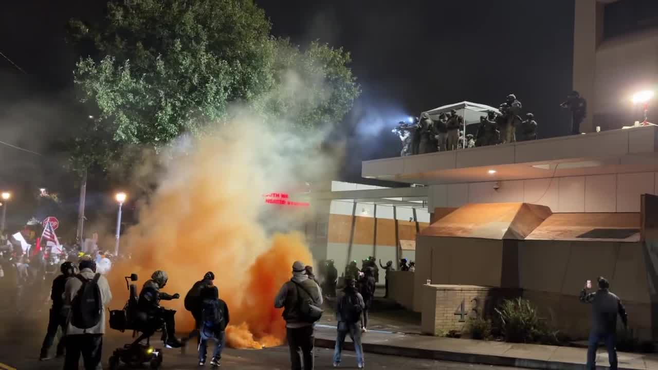 Tear gas deployed at Portland ICE facility, October 18, 2025 – KOIN.com