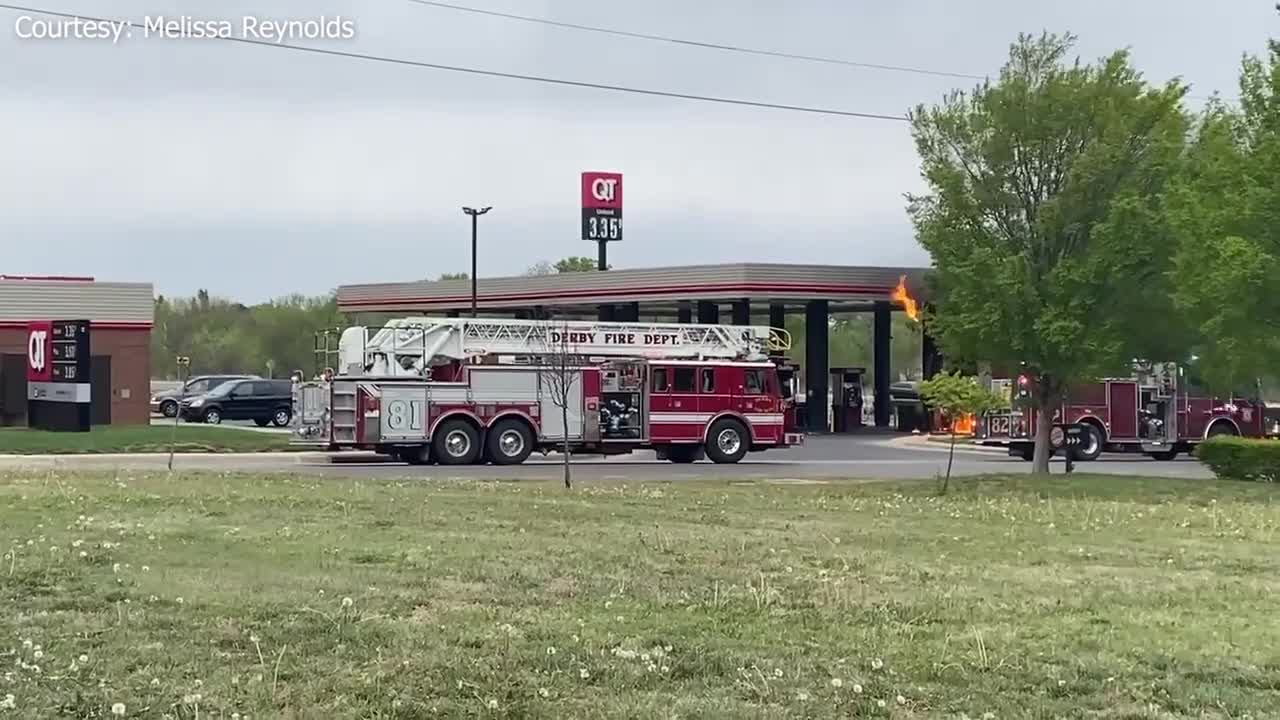 Witnesses capture fiery crash at Derby QuikTrip KSNTV