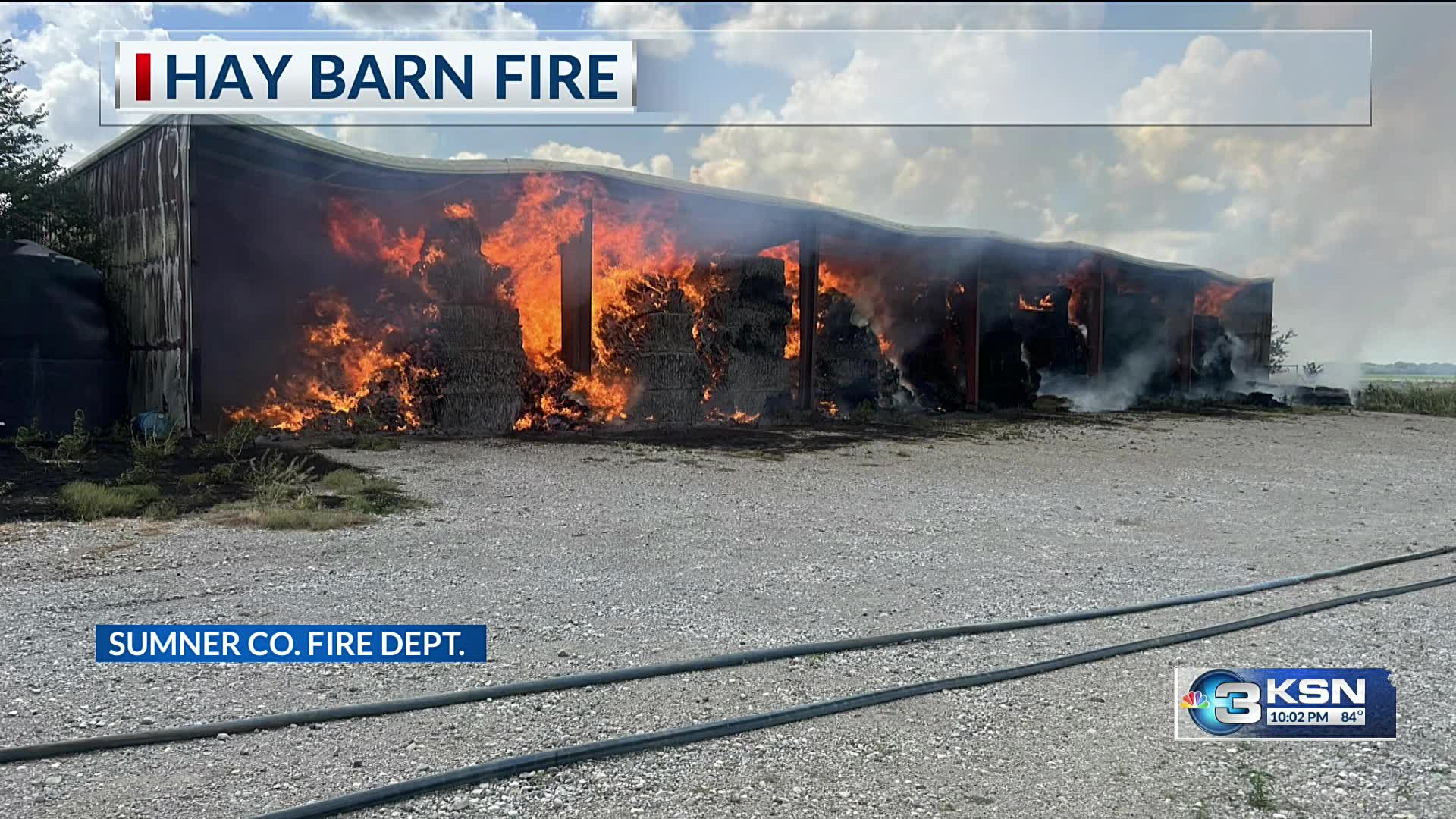 Hay barn fire in Sumner County to smolder for days, officials say – KSN-TV