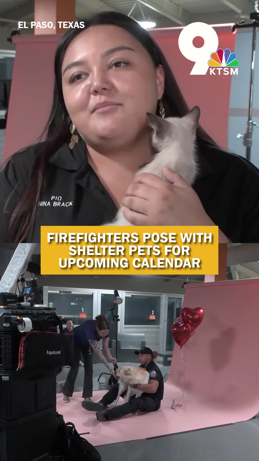 Firefighters pose with shelter pets for upcoming calendar