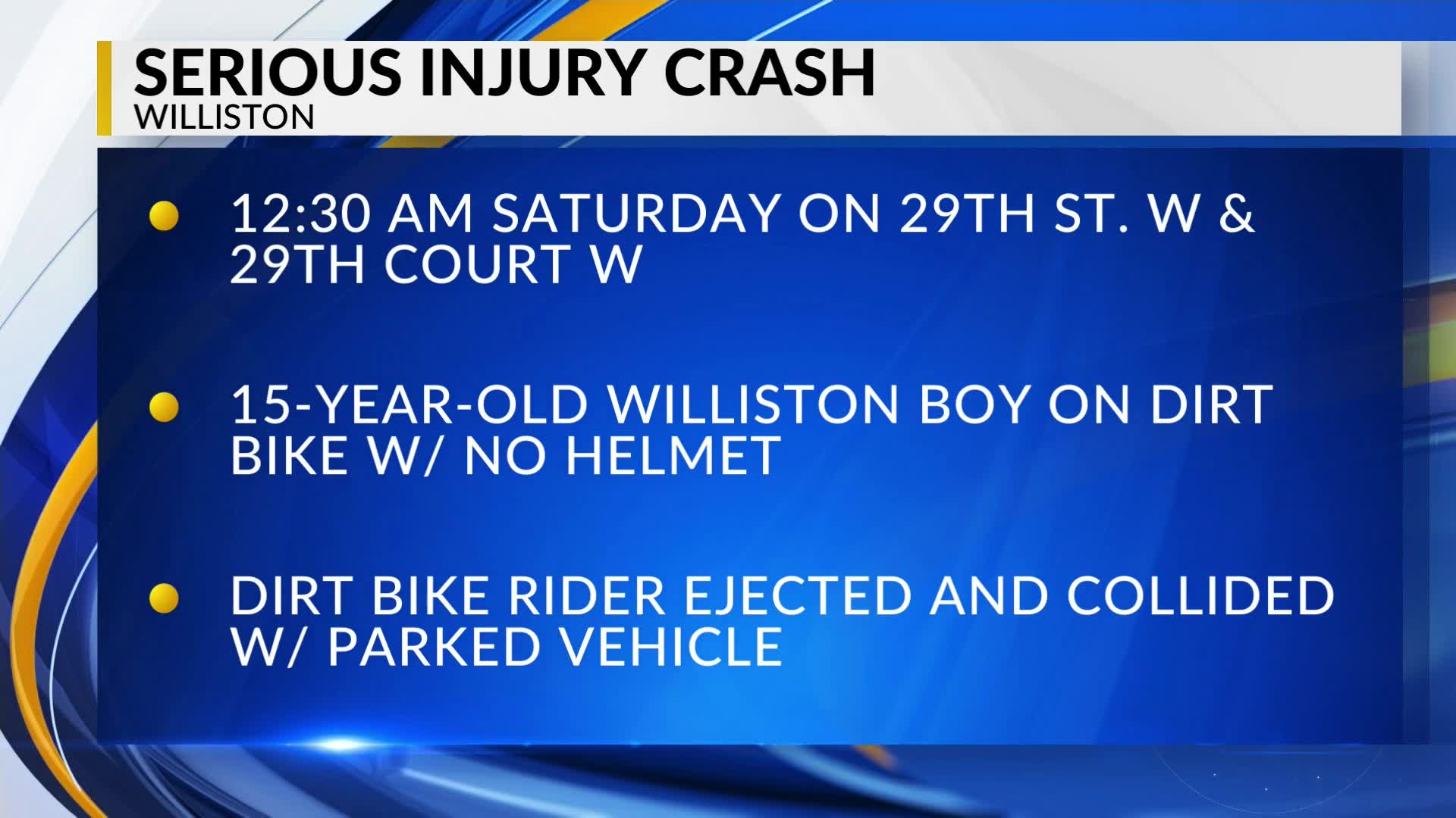 Williston teen seriously injured in dirt bike crash – KX NEWS